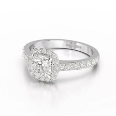 1.54 CT Cushion Cut Halo Lab Diamond Ring