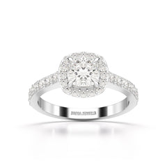 1.54 CT Cushion Cut Halo Lab Diamond Ring