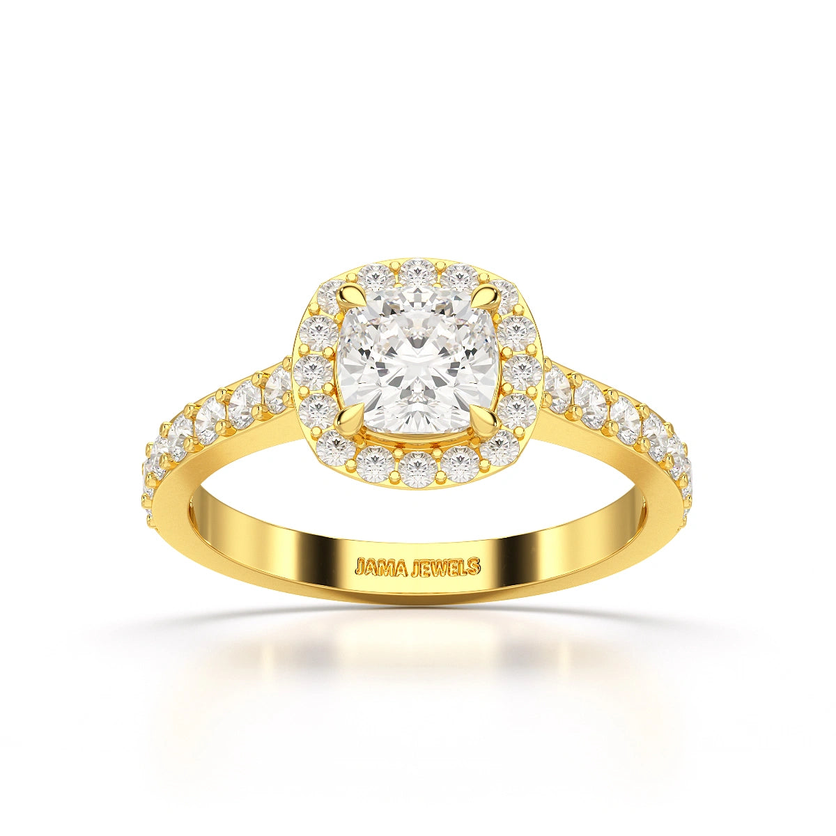 1.54 CT Cushion Cut Halo Lab Diamond Ring