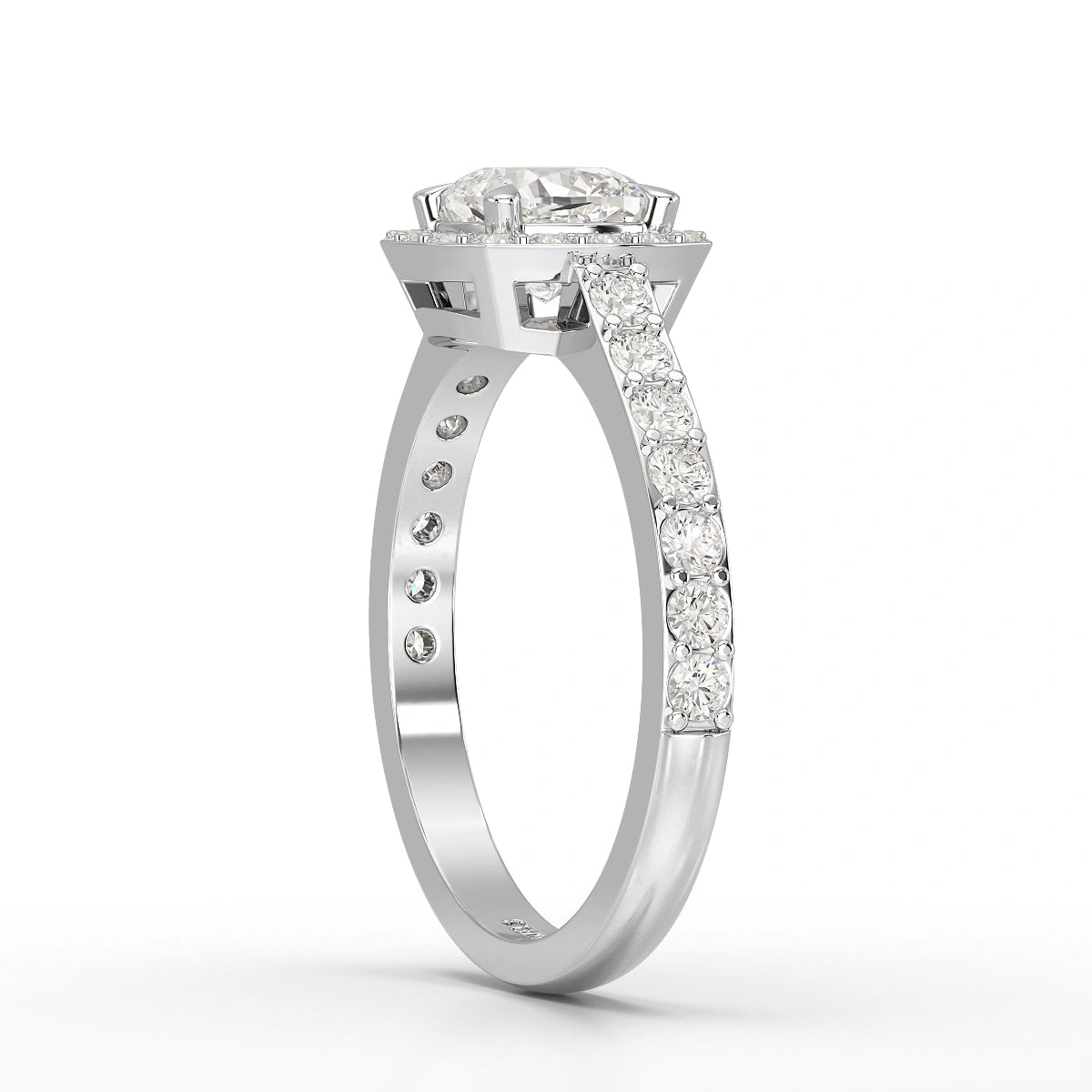 1.54 CT Cushion Cut Halo Lab Diamond Ring