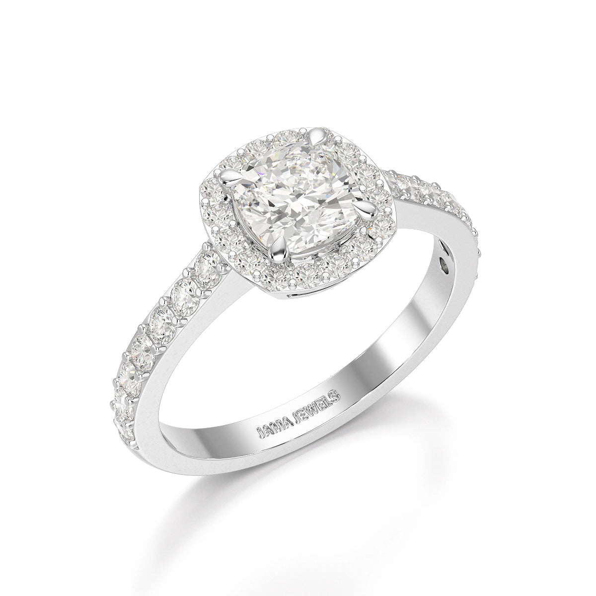 1.54 CT Cushion Cut Halo Lab Diamond Ring