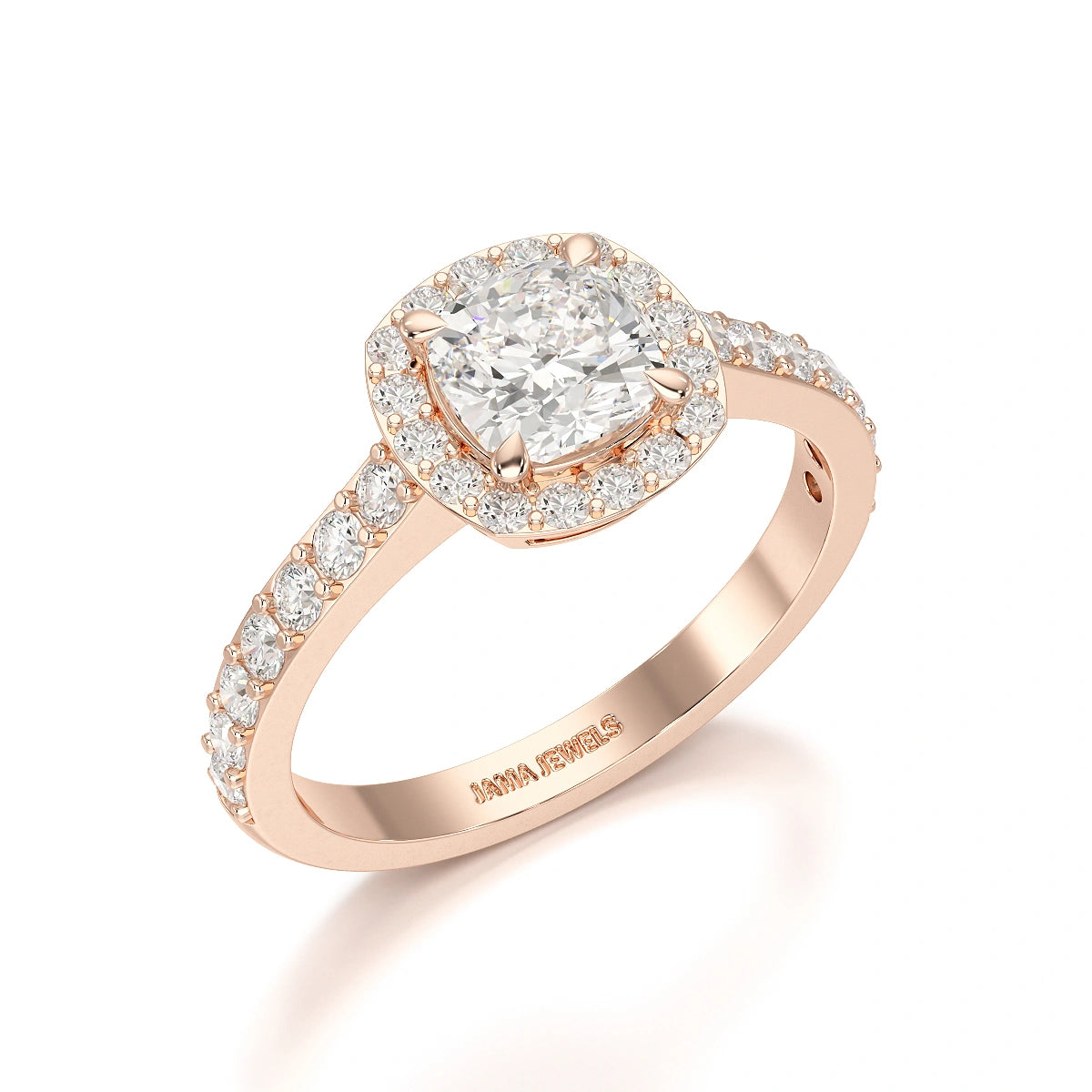 1.54 CT Cushion Cut Halo Lab Diamond Ring