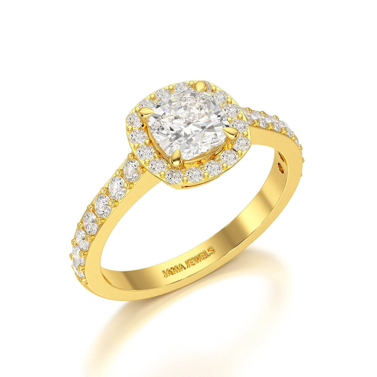 1.54 CT Cushion Cut Halo Lab Diamond Ring