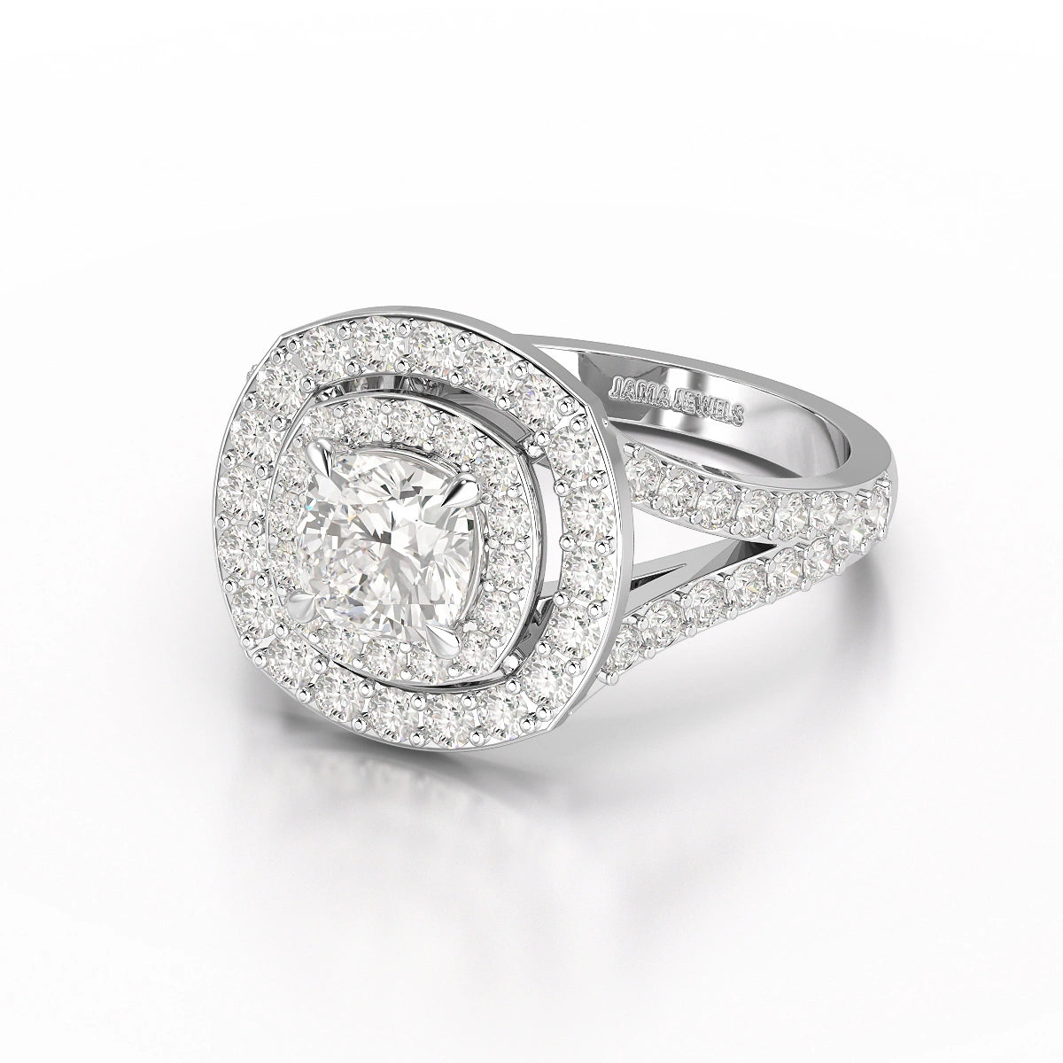 1.83 CT Cushion Cut Halo Lab Diamond Ring