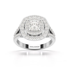 1.83 CT Cushion Cut Halo Lab Diamond Ring