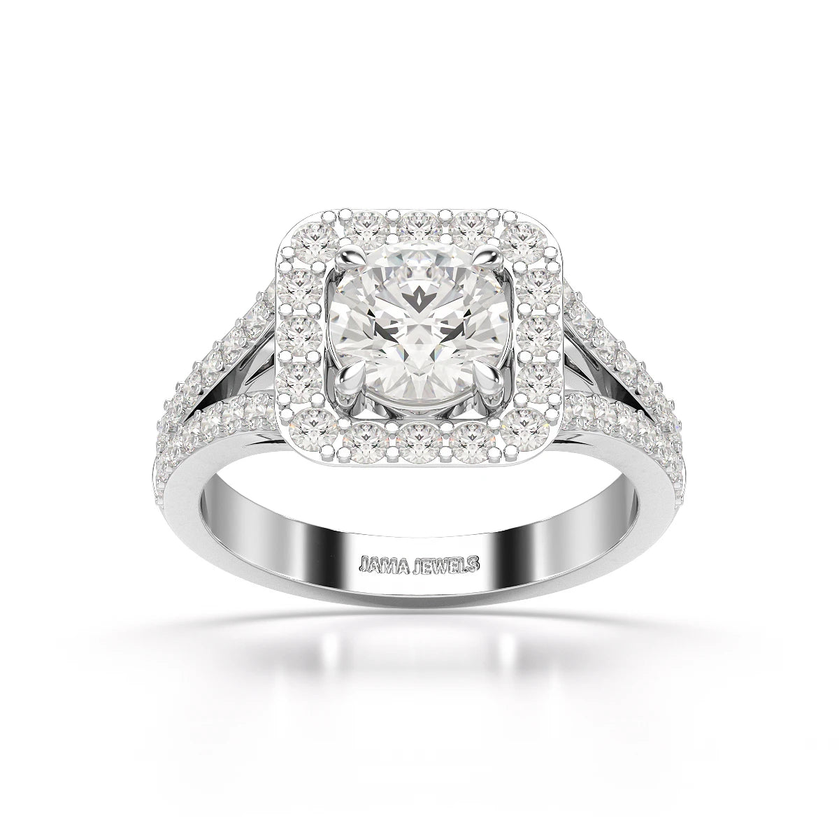 1.74 Round Cut Halo Lab Diamond Ring