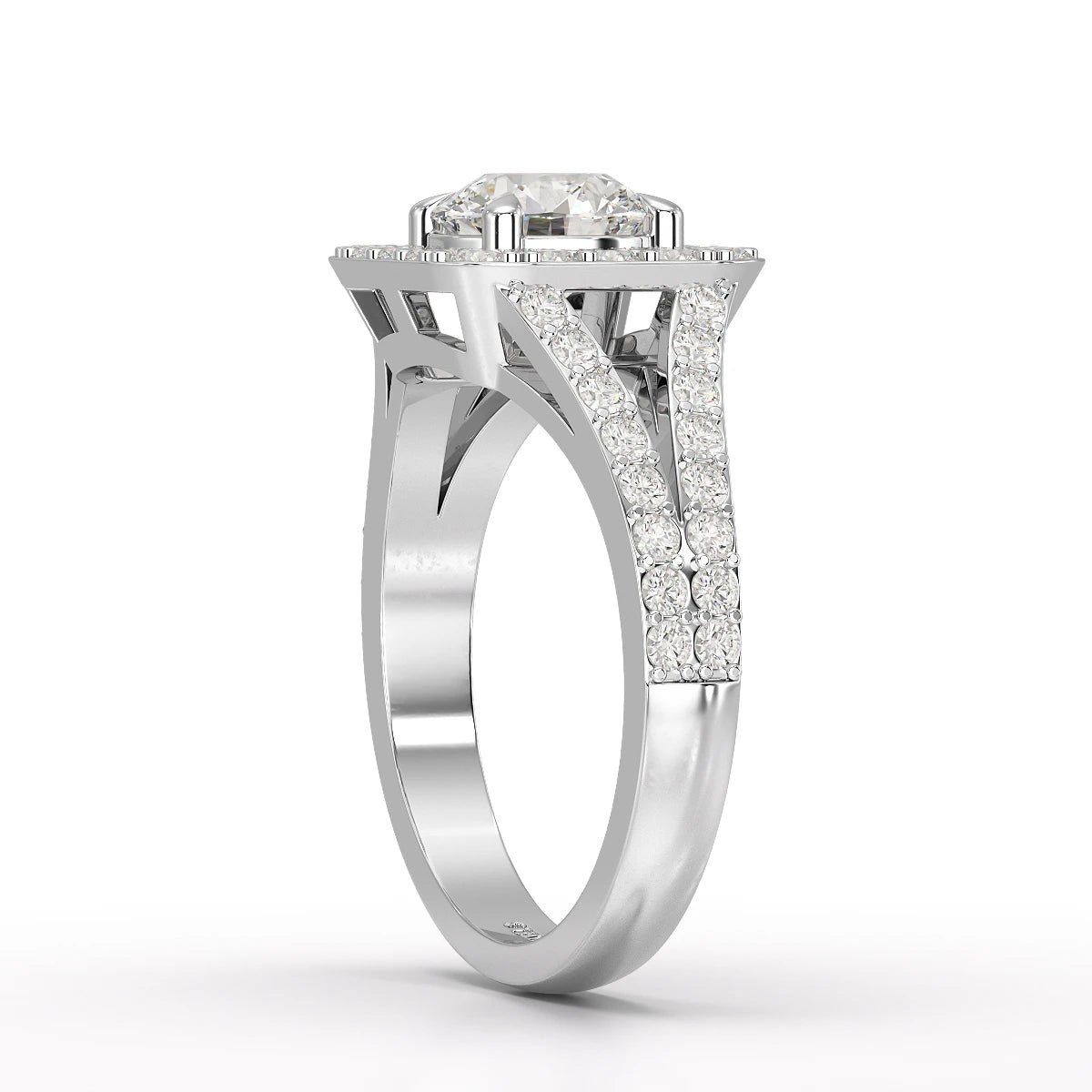 1.74 Round Cut Halo Lab Diamond Ring