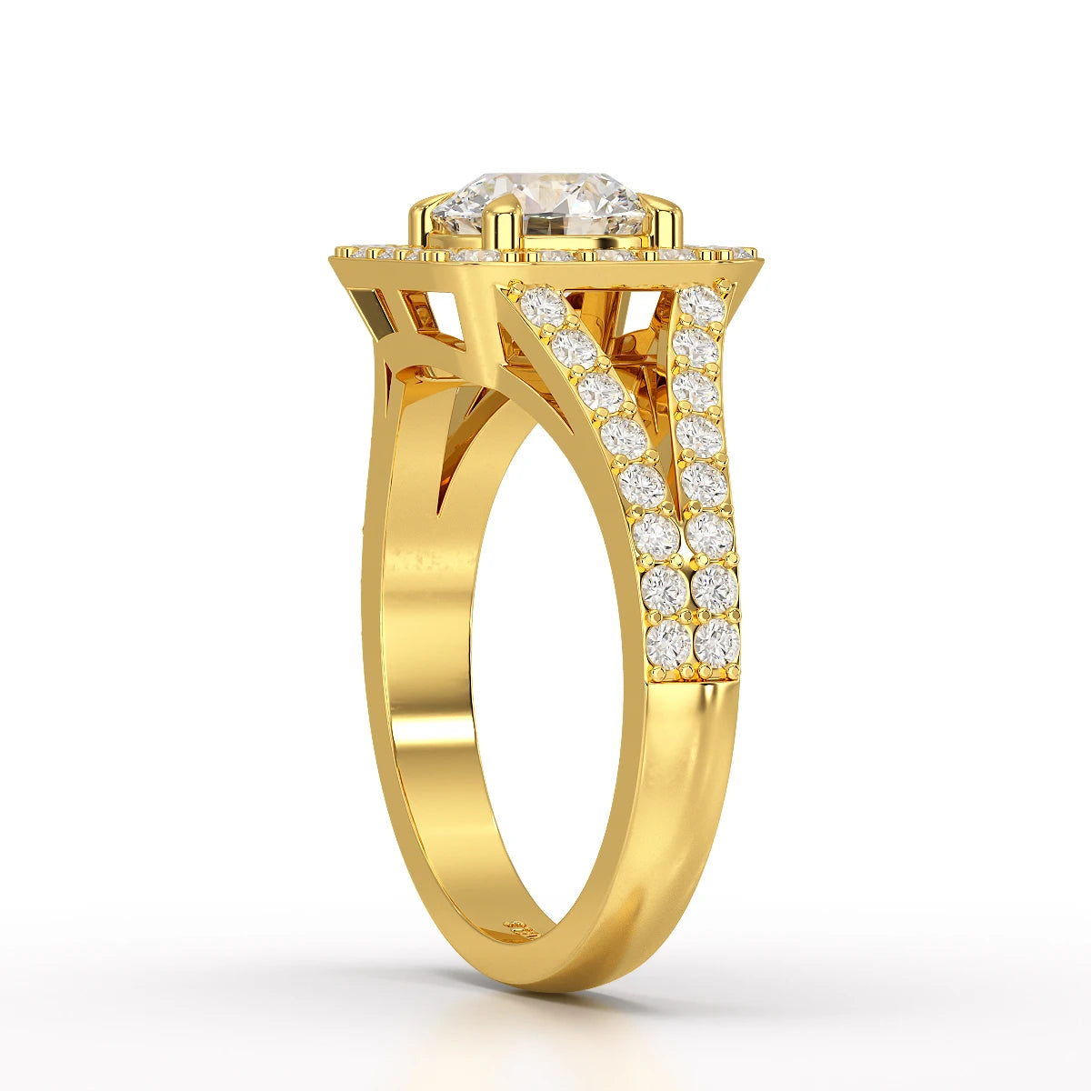 1.74 Round Cut Halo Lab Diamond Ring