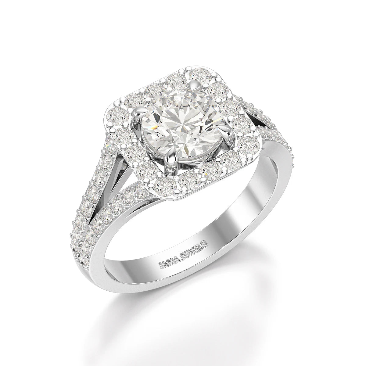 1.74 Round Cut Halo Lab Diamond Ring