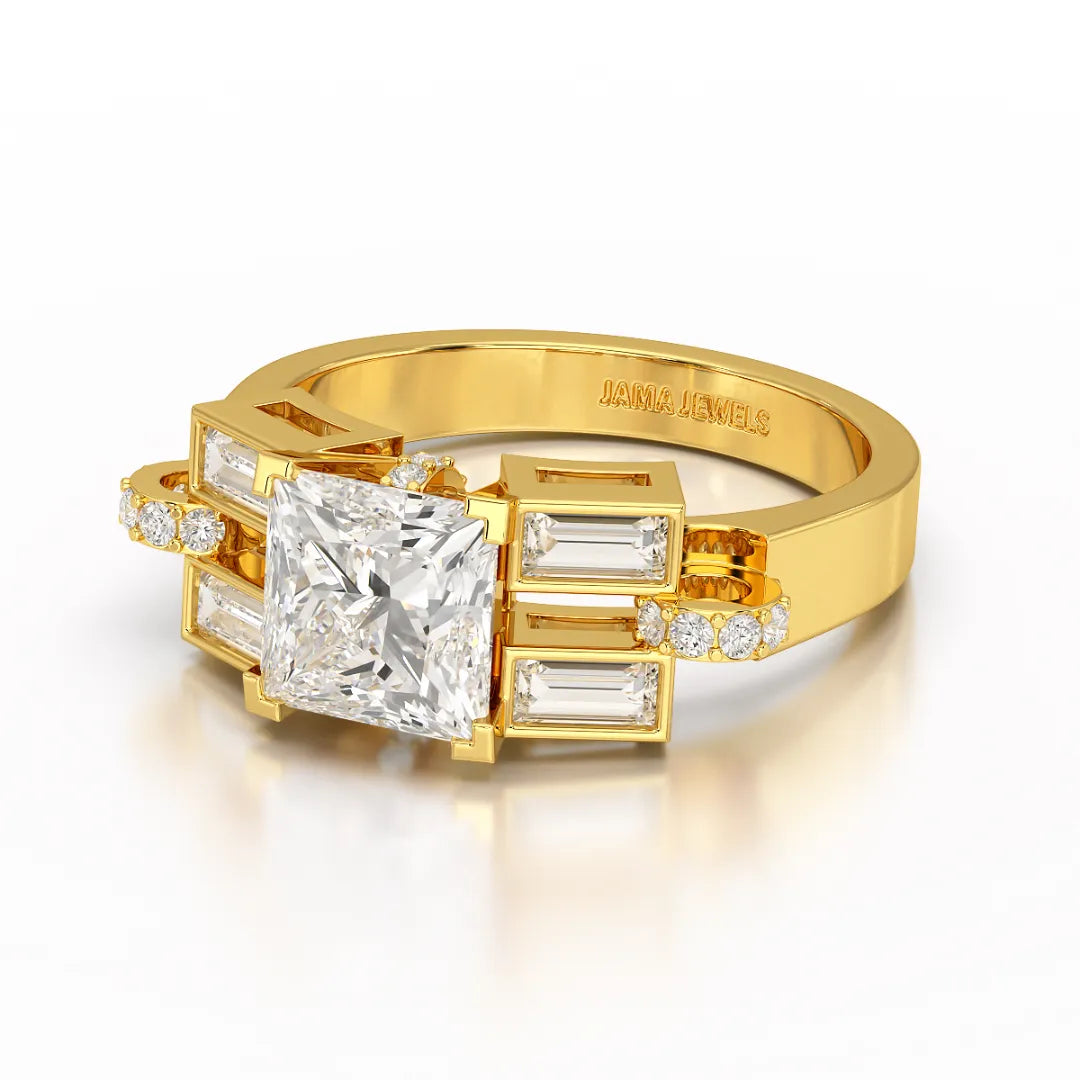 2.54 CT Princess Cut Lab Diamond Ring