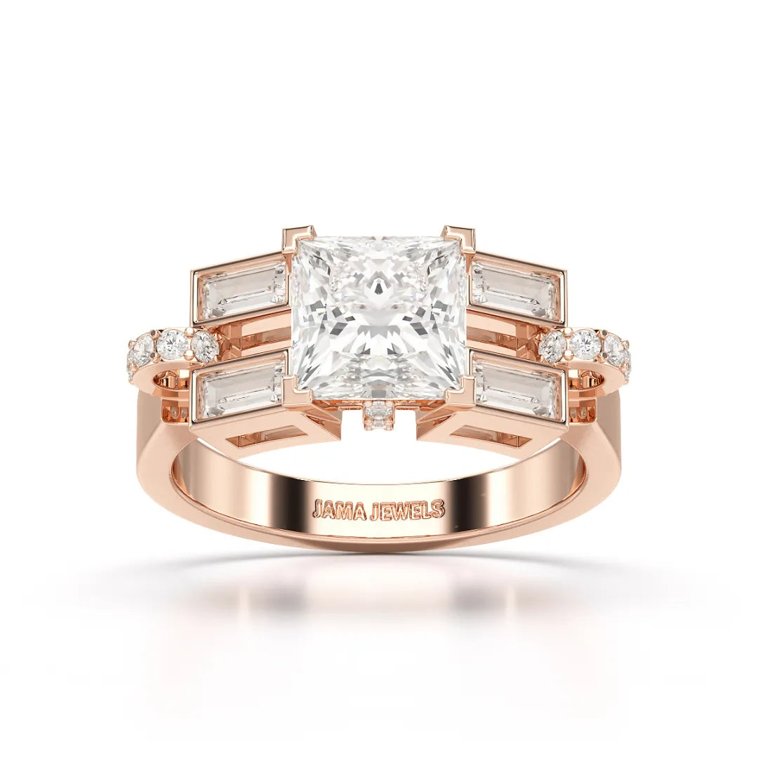 2.54 CT Princess Cut Lab Diamond Ring