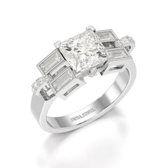 2.54 CT Princess Cut Lab Diamond Ring