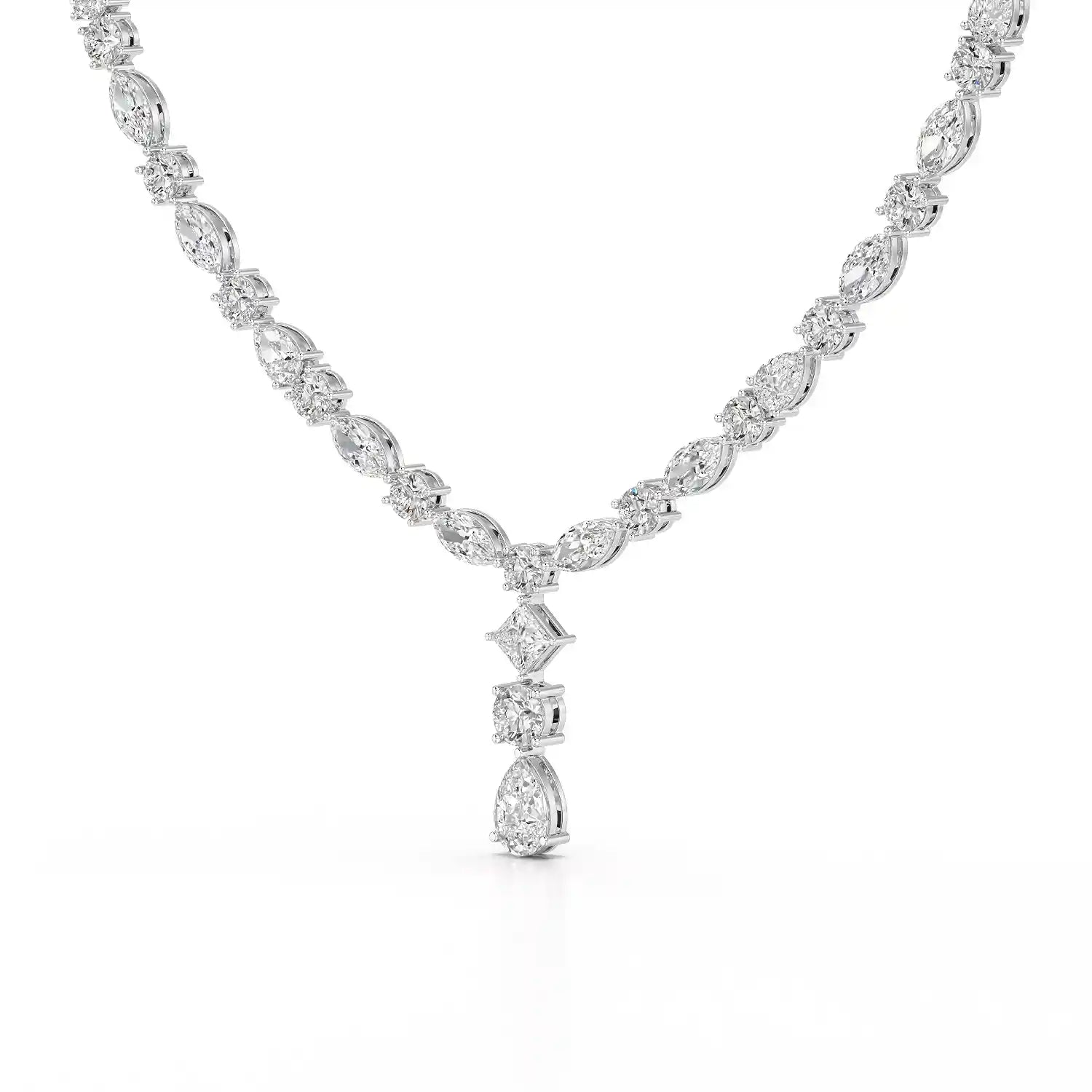 36.46 CT Lab Diamond Round Marquise Necklace