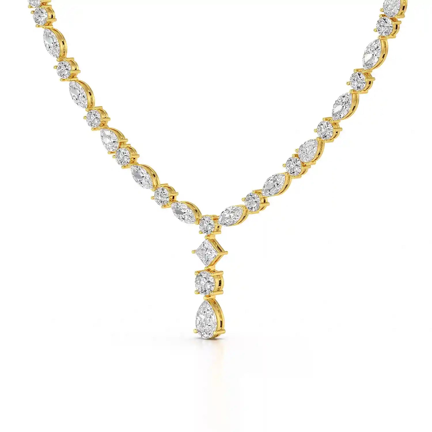 36.46 CT Lab Diamond Round Marquise Necklace