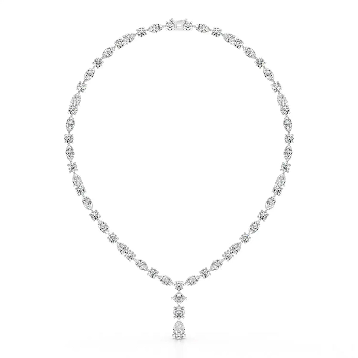 36.46 CT Lab Diamond Round Marquise Necklace