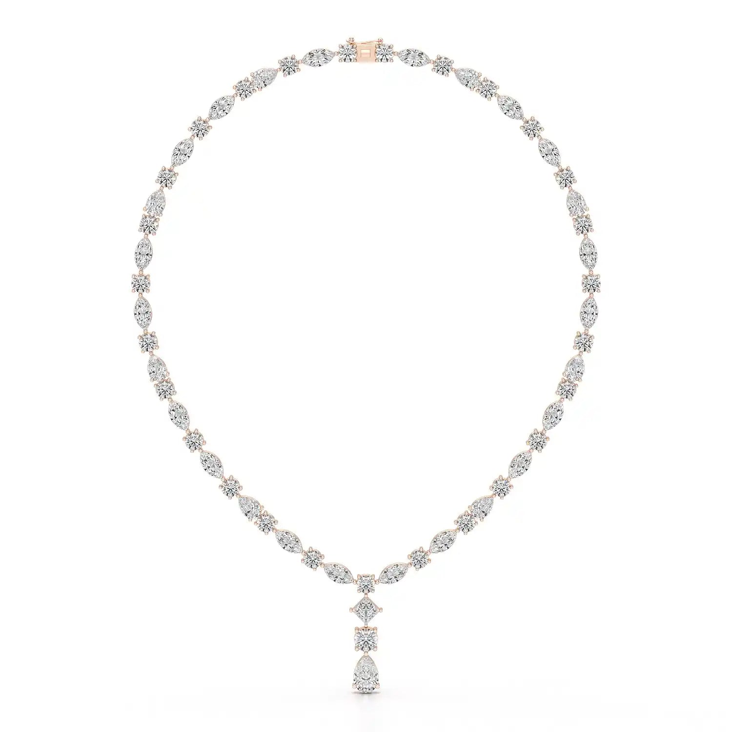 36.46 CT Lab Diamond Round Marquise Necklace