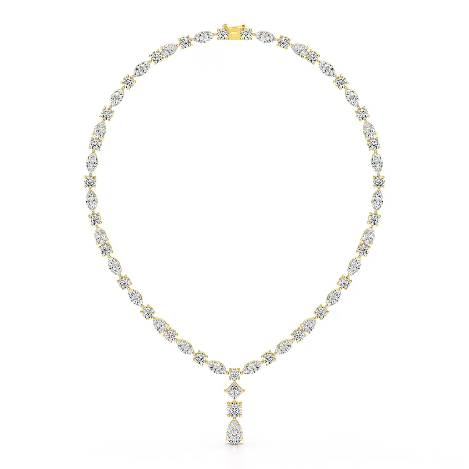 36.46 CT Lab Diamond Round Marquise Necklace