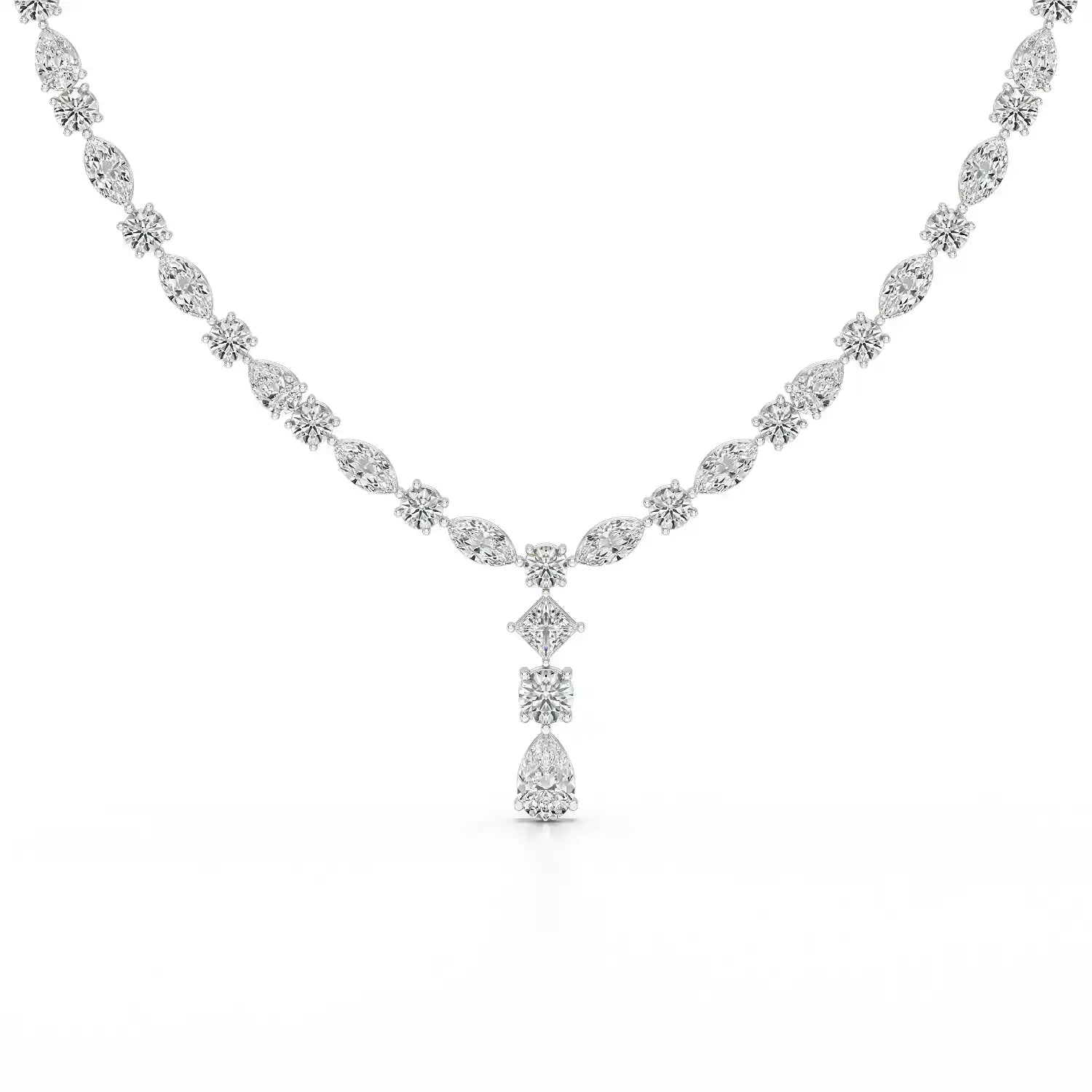 36.46 CT Lab Diamond Round Marquise Necklace