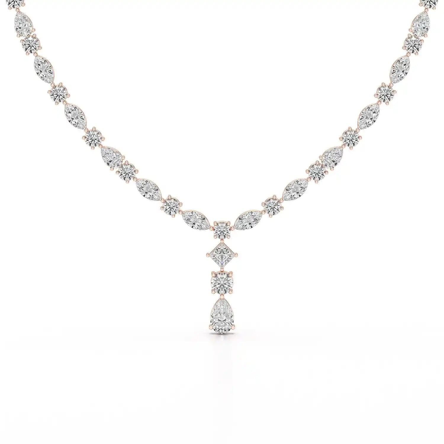 36.46 CT Lab Diamond Round Marquise Necklace