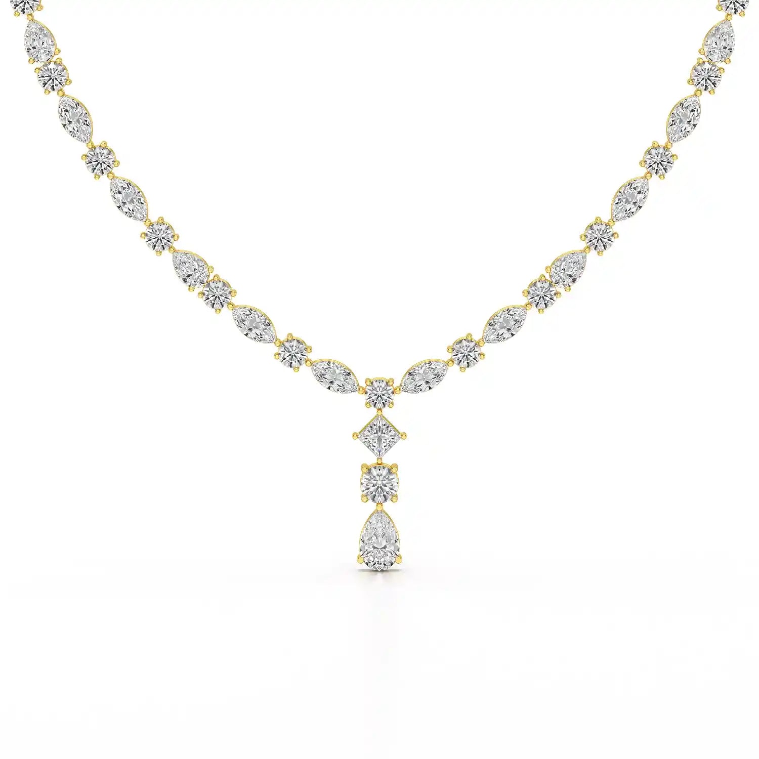 36.46 CT Lab Diamond Round Marquise Necklace