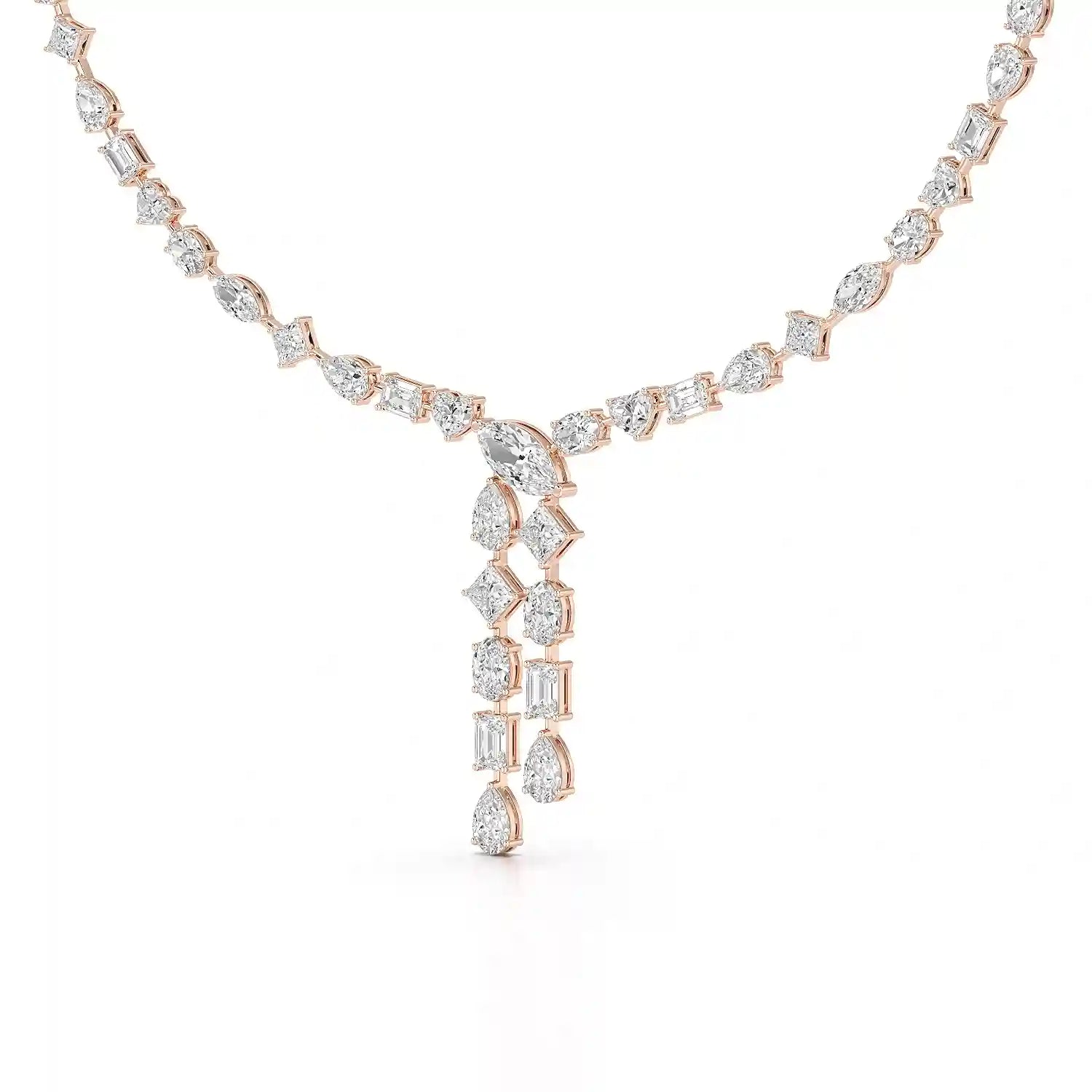 33.14 CT Lab Diamond Heart Cut Marquise Necklace