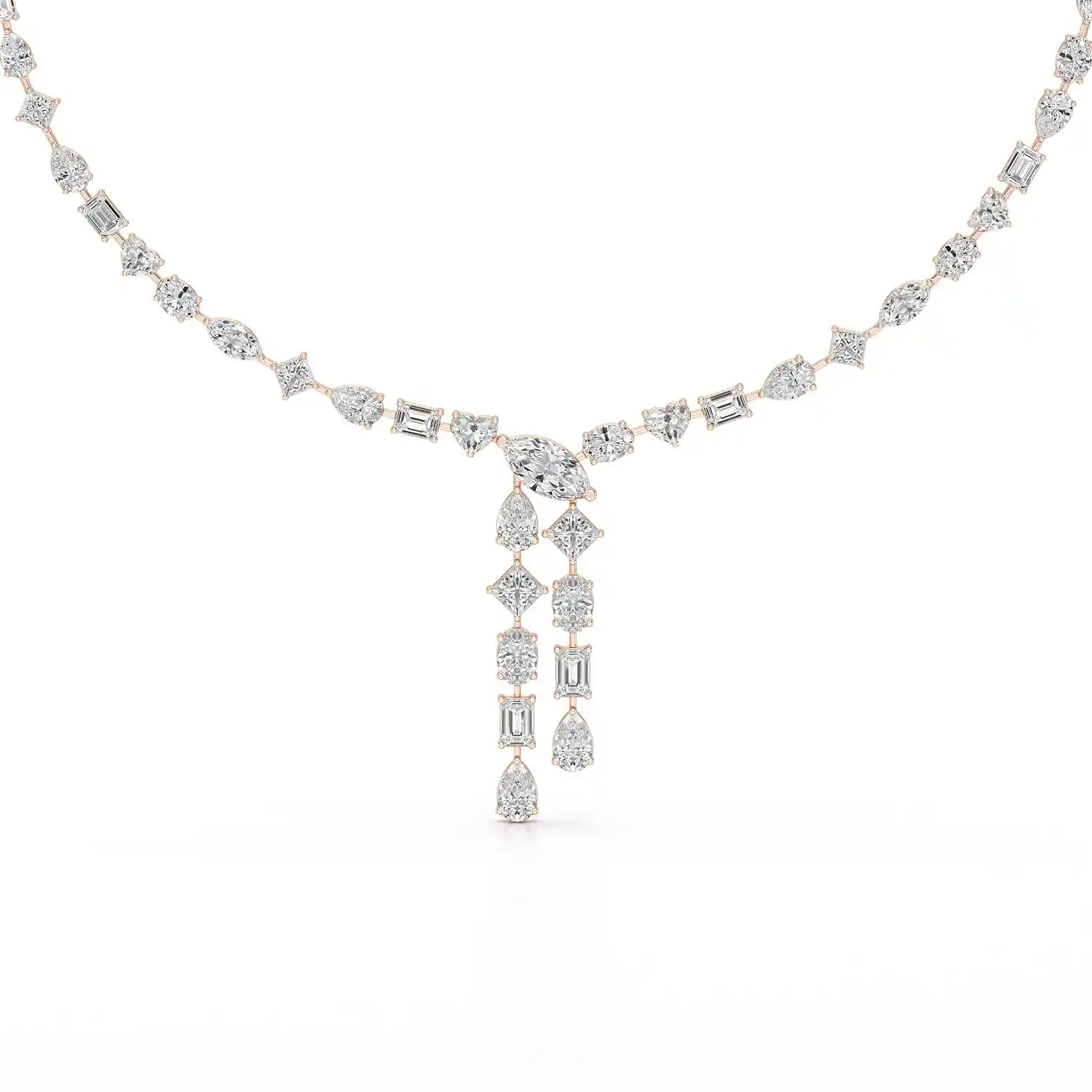 33.14 CT Lab Diamond Heart Cut Marquise Necklace