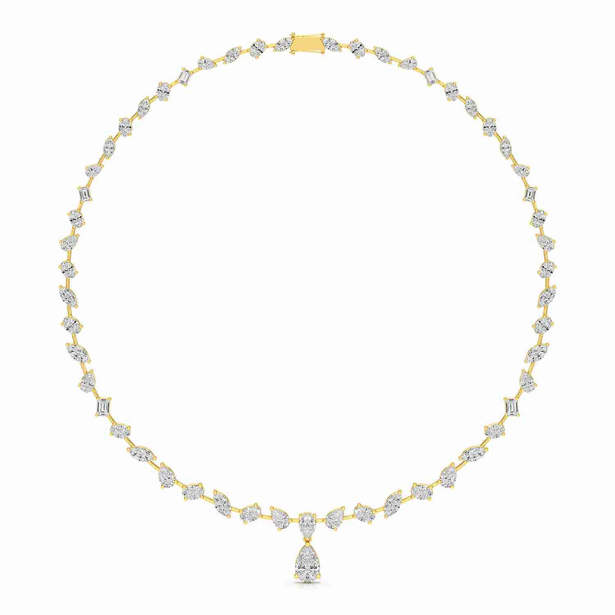 20.83 CT Lab Diamond Pear Cut Emerald Necklace Jama Jewels