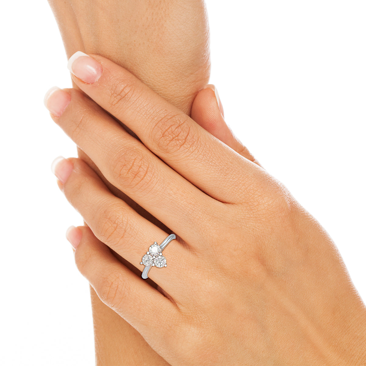 3 Stone Triangle Cut 1.03 CT Lab Diamond Engagement Ring