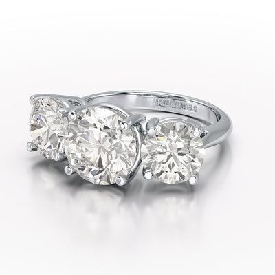 Round Lab Diamond Three Stone 6.07 CT Wedding Ring