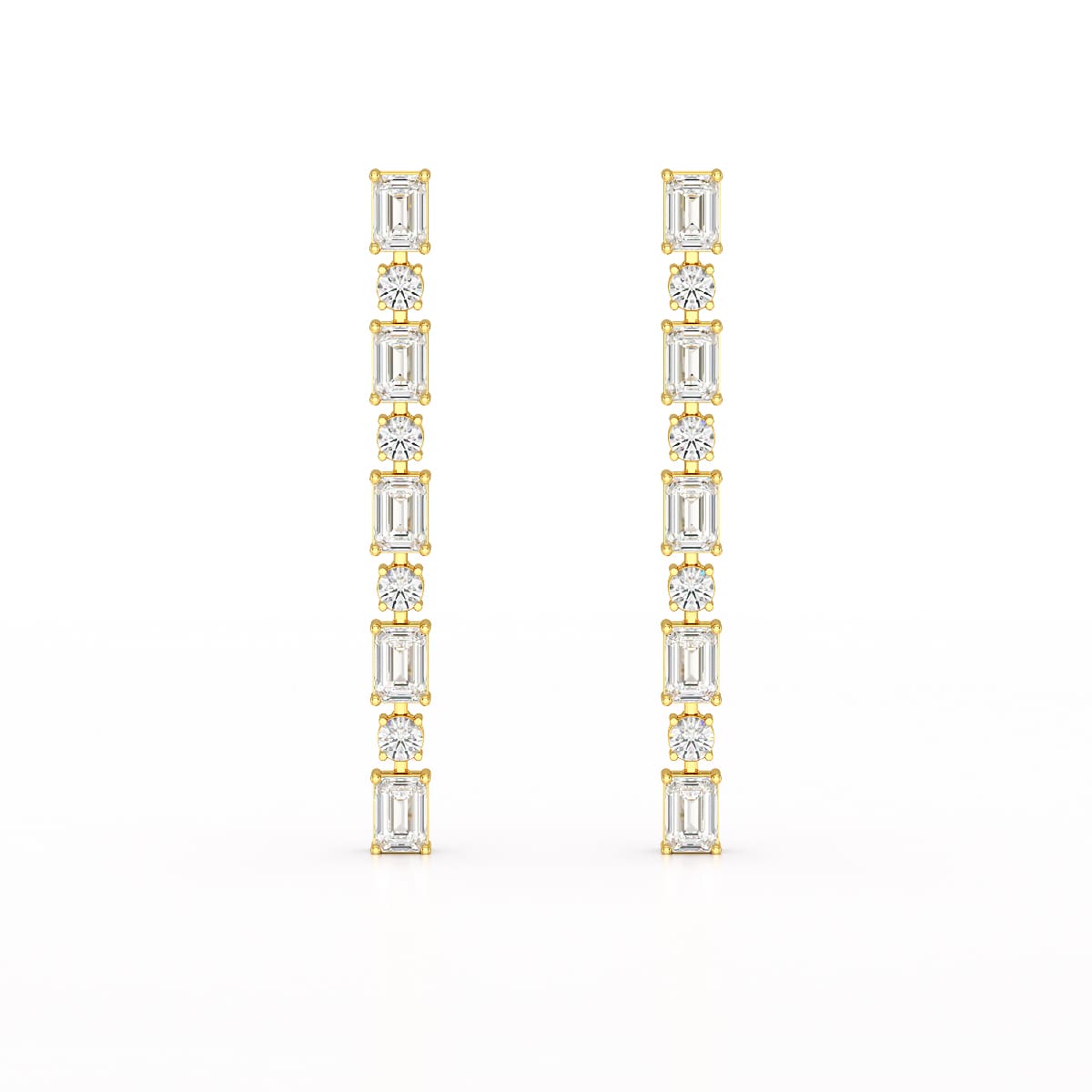 8.27 CT Lab Diamond Emerald Cut Dangle Drop Earring