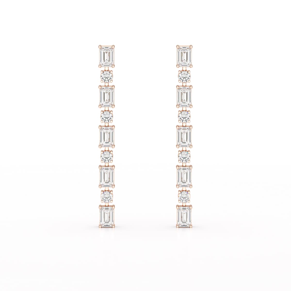 8.27 CT Lab Diamond Emerald Cut Dangle Drop Earring