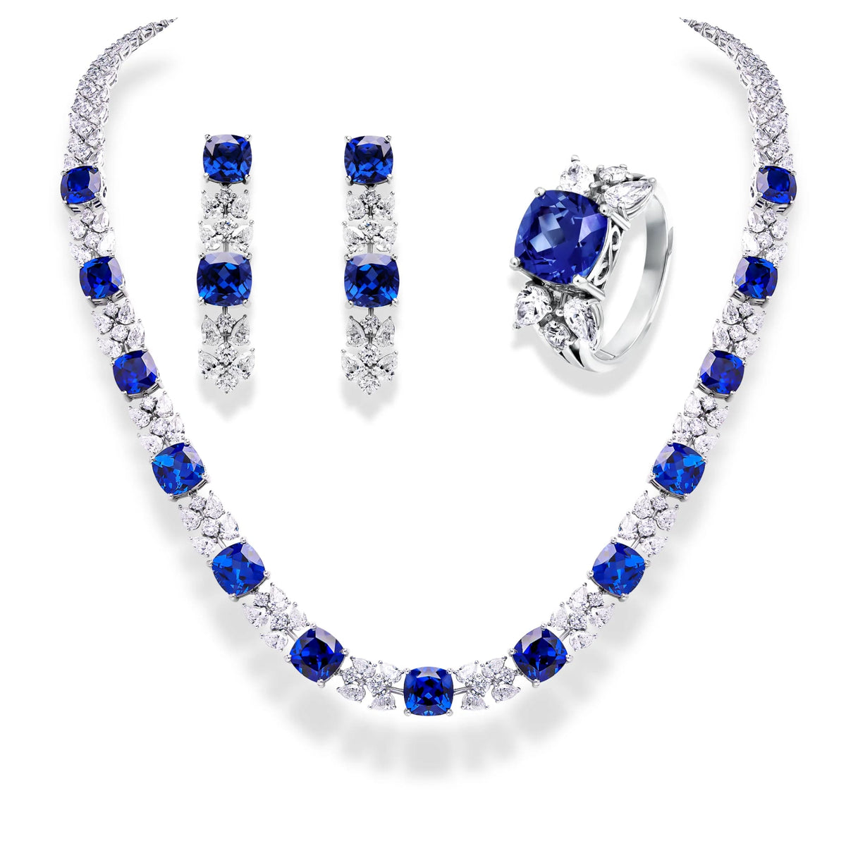 18 KT Gold Jewelry Collection Adorned with Blue Sapphires