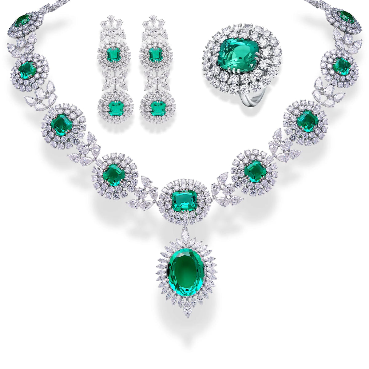 18 KT Gold Jewelry Collection with Emeralds and Diamonds