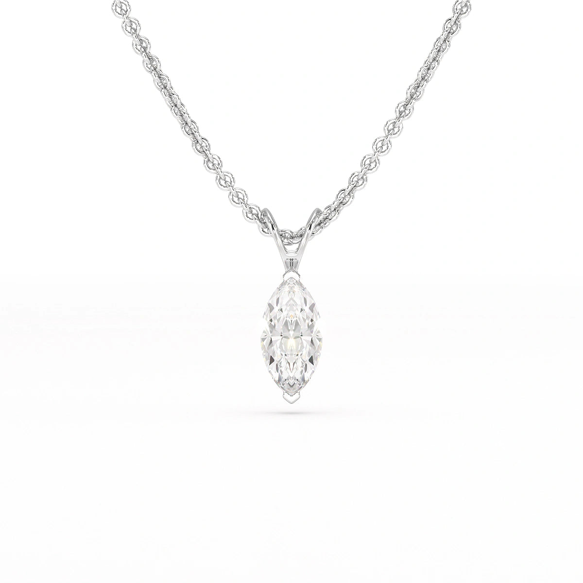 1 CT Lab Grown Diamond Marquise Solitaire Pendant