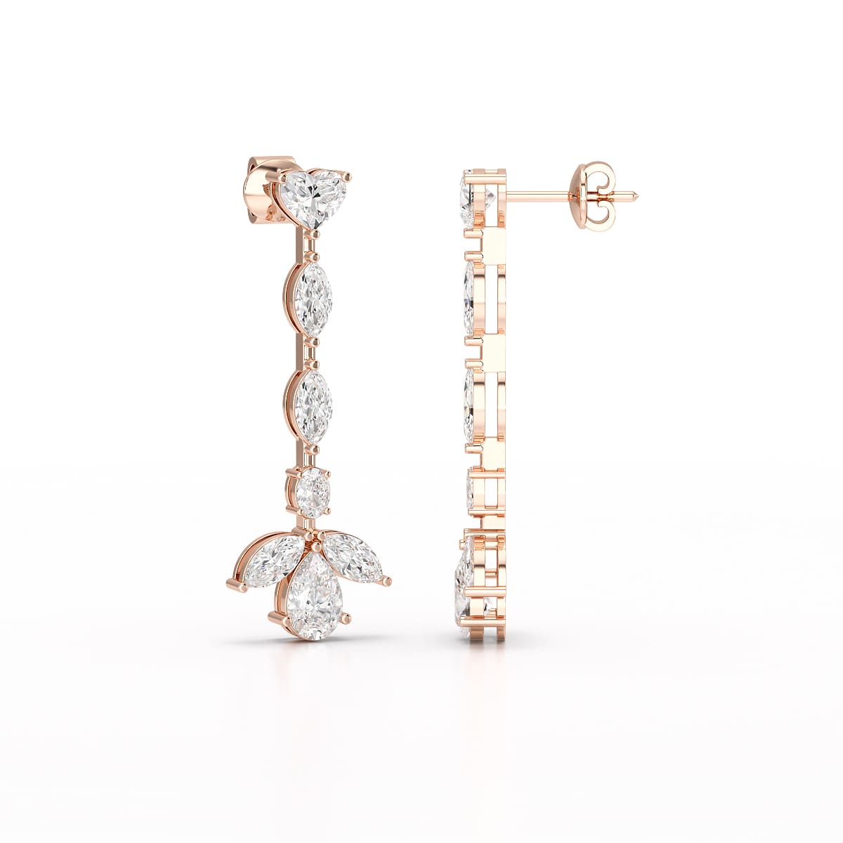 6 CT Multi shape Dangle Lab Diamond Earrings