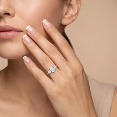 2.10 CT Oval & Pear Cut Lab Diamond Three Stone Ring