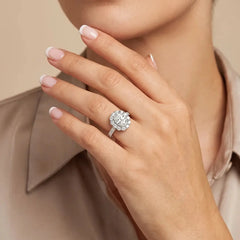 4 CT Oval Cut Halo Lab Diamond Ring