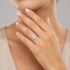 1.55 CT Pear Cut Halo Lab Diamond Ring