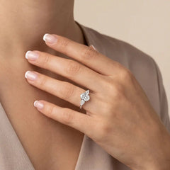 2.20 CT Oval & Pear Cut Diamond Three Stone Ring