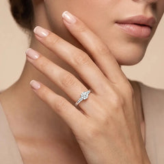 0.57 CT Round Cut Lab Diamond Three Stone Ring