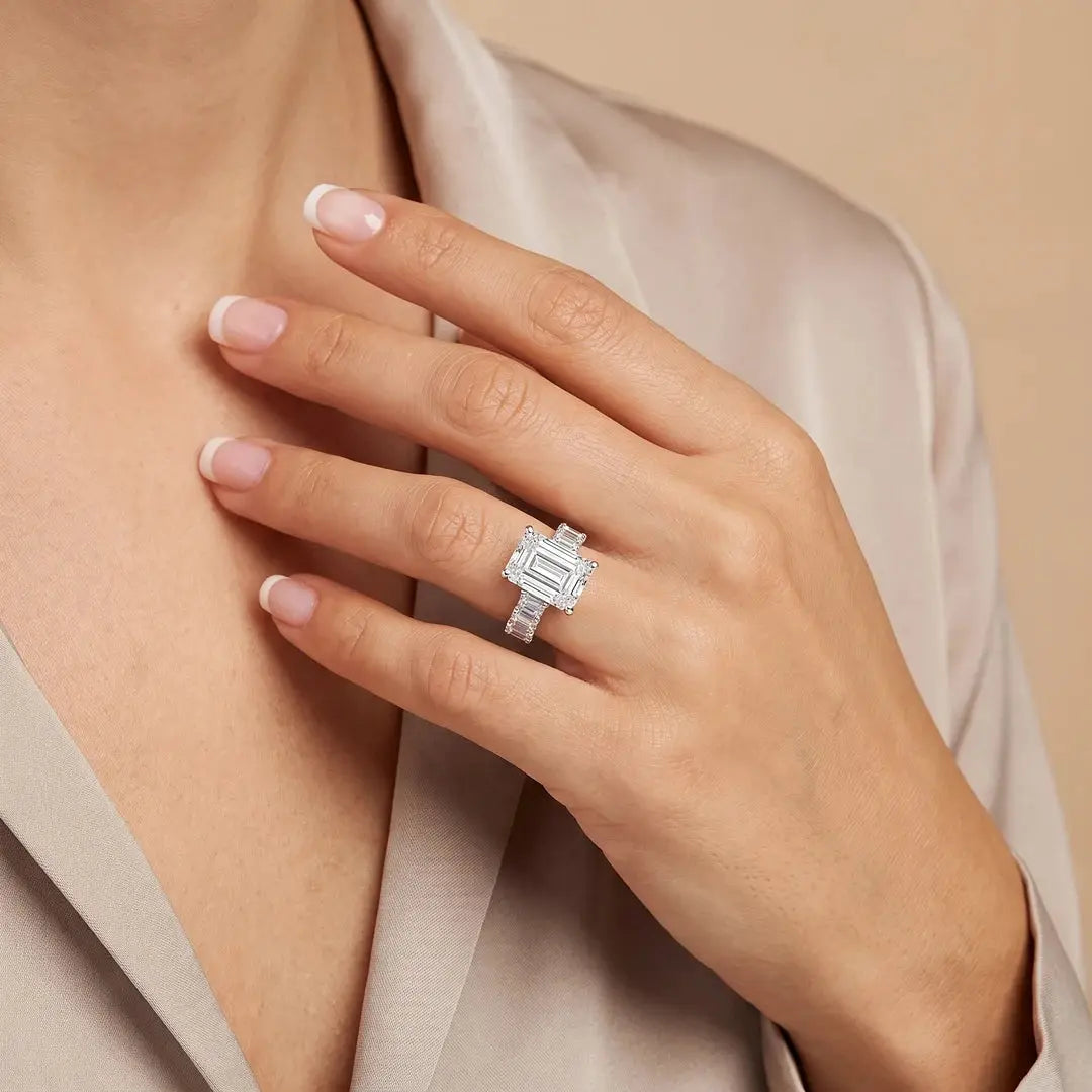 18.09 CT Emerald Cut Lab Diamond Solitaire Ring