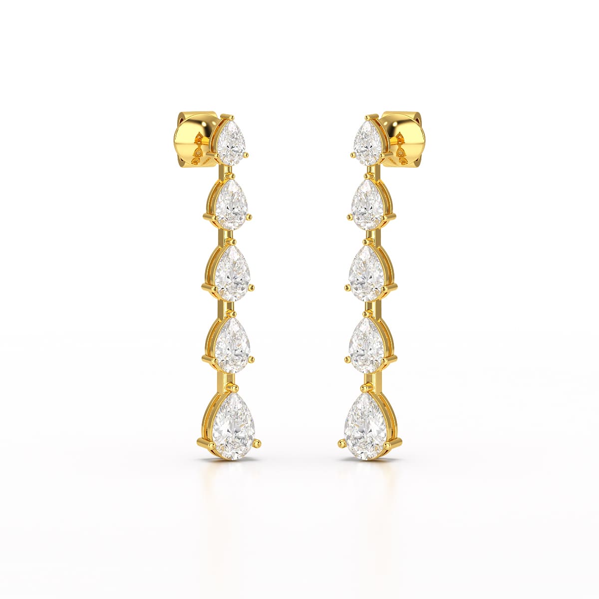 4.02 CT Pear Cut Dangle Drop Lab Diamond Earrings