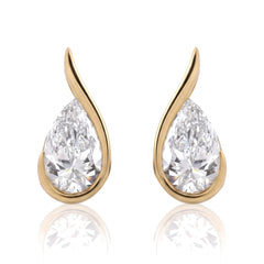 2.05 CT Pear Bezel Bypass Stud Diamond Earrings