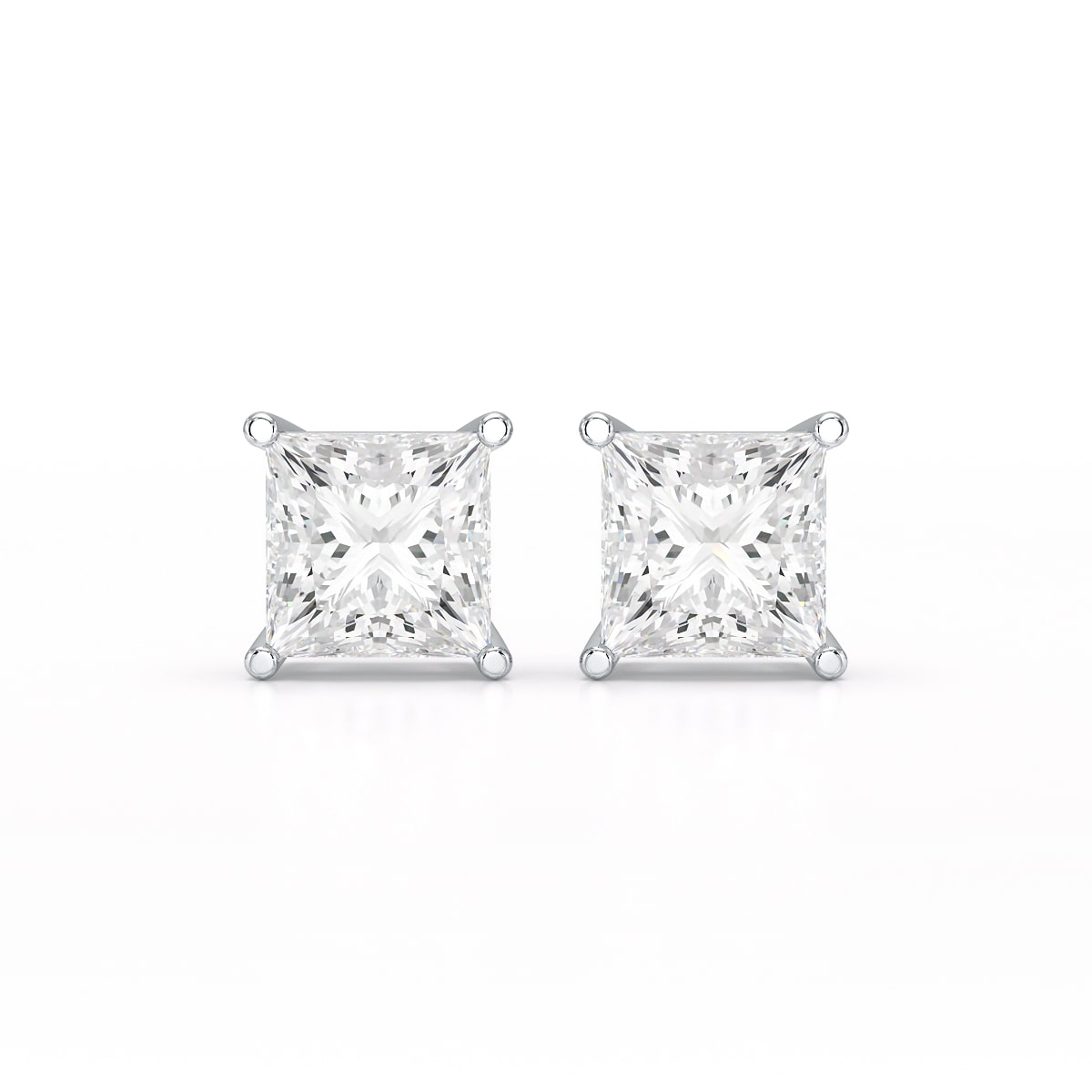Single Princess Cut Lab Diamond Stud Earrings