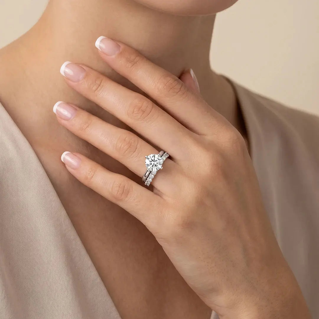 3.27 CT Round Cut Lab Diamond Hidden Halo Ring