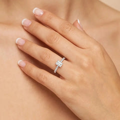 1.3 CT Emerald Cut Lab Diamond Classic Ring