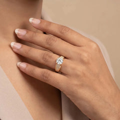 2.6 CT Round Cut Wide Pavé Diamond Ring