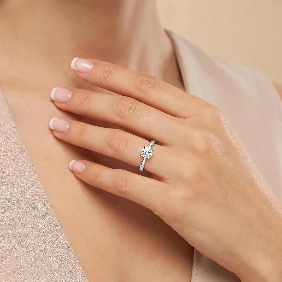 1.00 CT Round Cut Lab Diamond Solitaire Ring