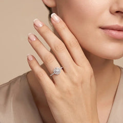 0.46 CT Round Double Halo Diamond Ring