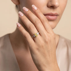 2.20 CT Three Stone Oval & Round Cut Ring With Side Diamonds